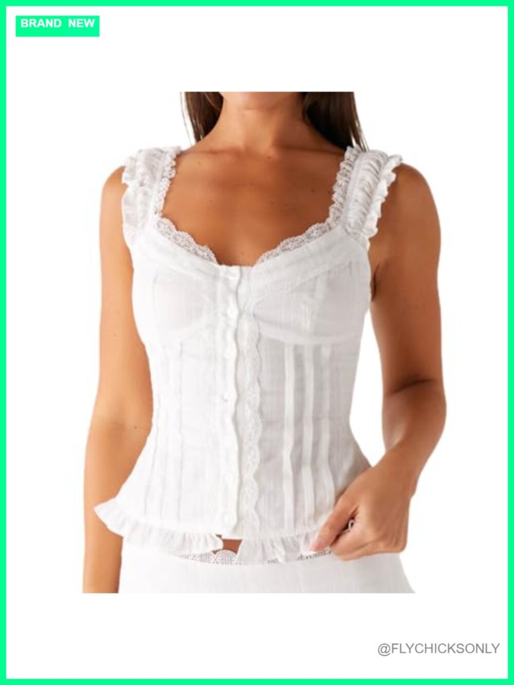 Lace Tank Top Square Neck Open Front Crop Cami Y2K Streetwear